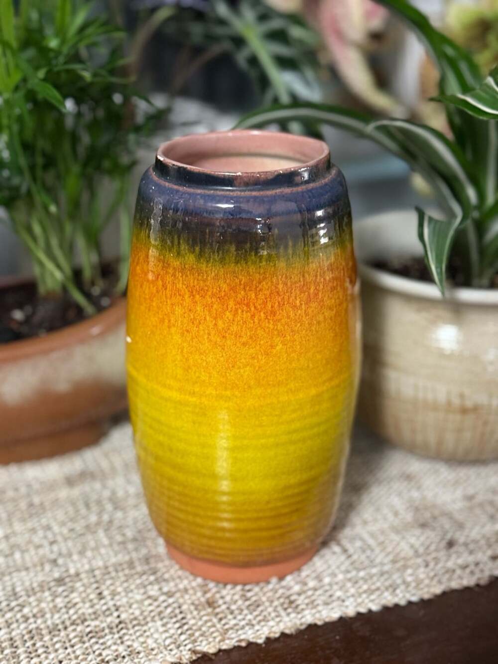 Haeger Pottery USA Vase Brown & Blue